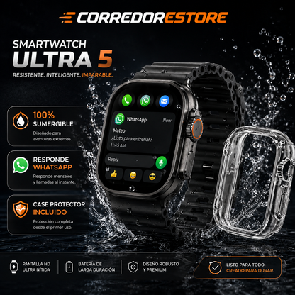 SMARTWATCH PRO MAX ULTRA 5 (100 % SUMERGIBLE 💦 RESPONDE WHATSAPP 📱)